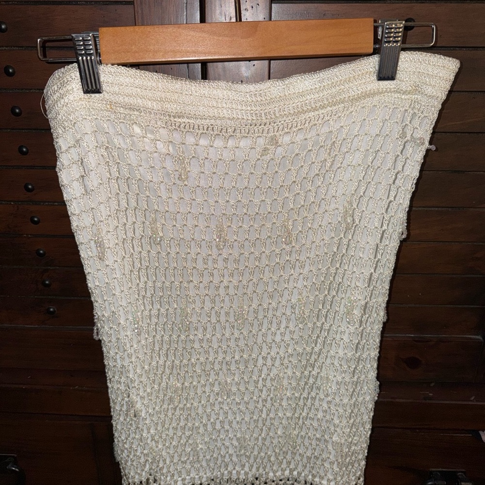 Elegant Cream Knit Skirt